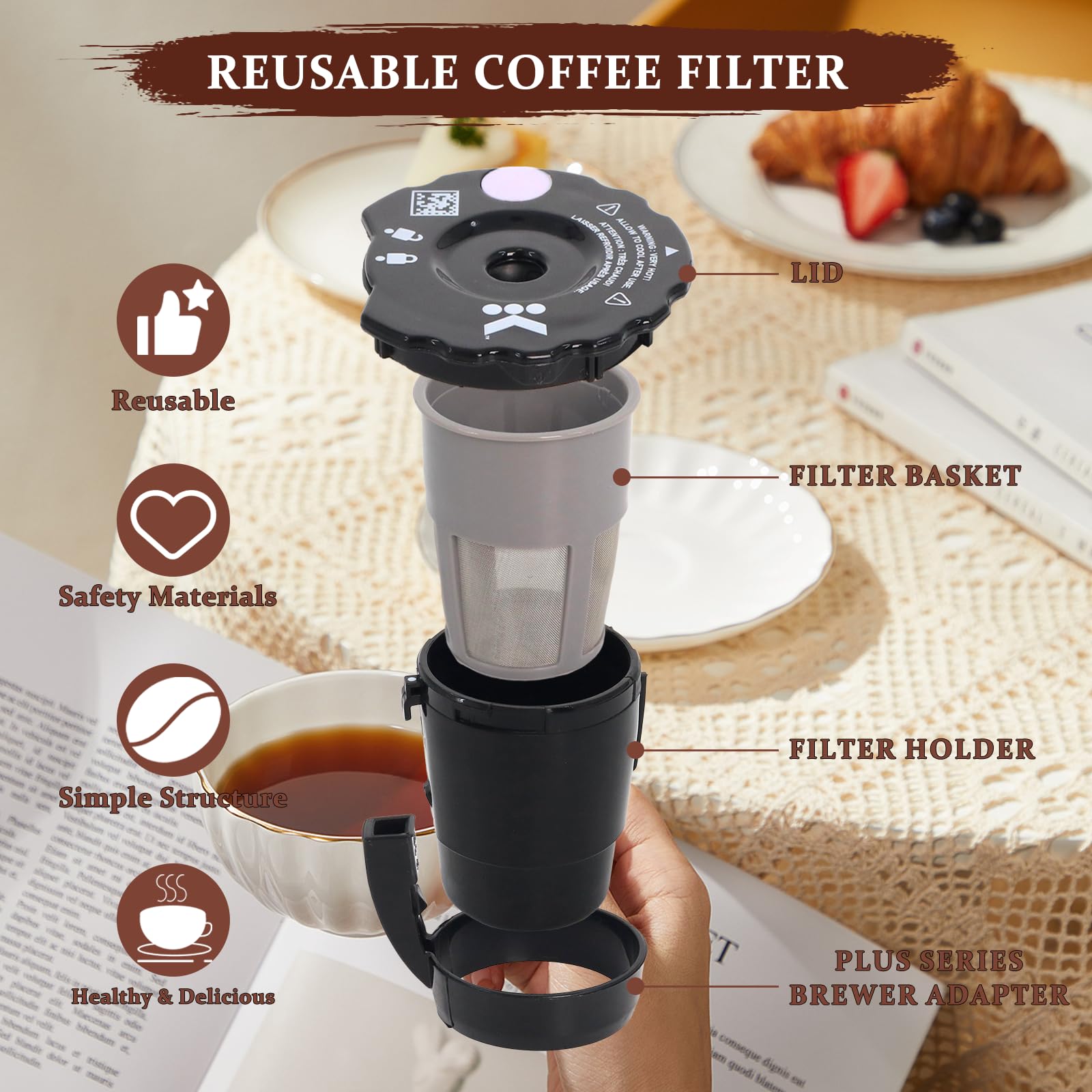 Podoy universal Keurig filter durable, compatible with multiple Keurig models.