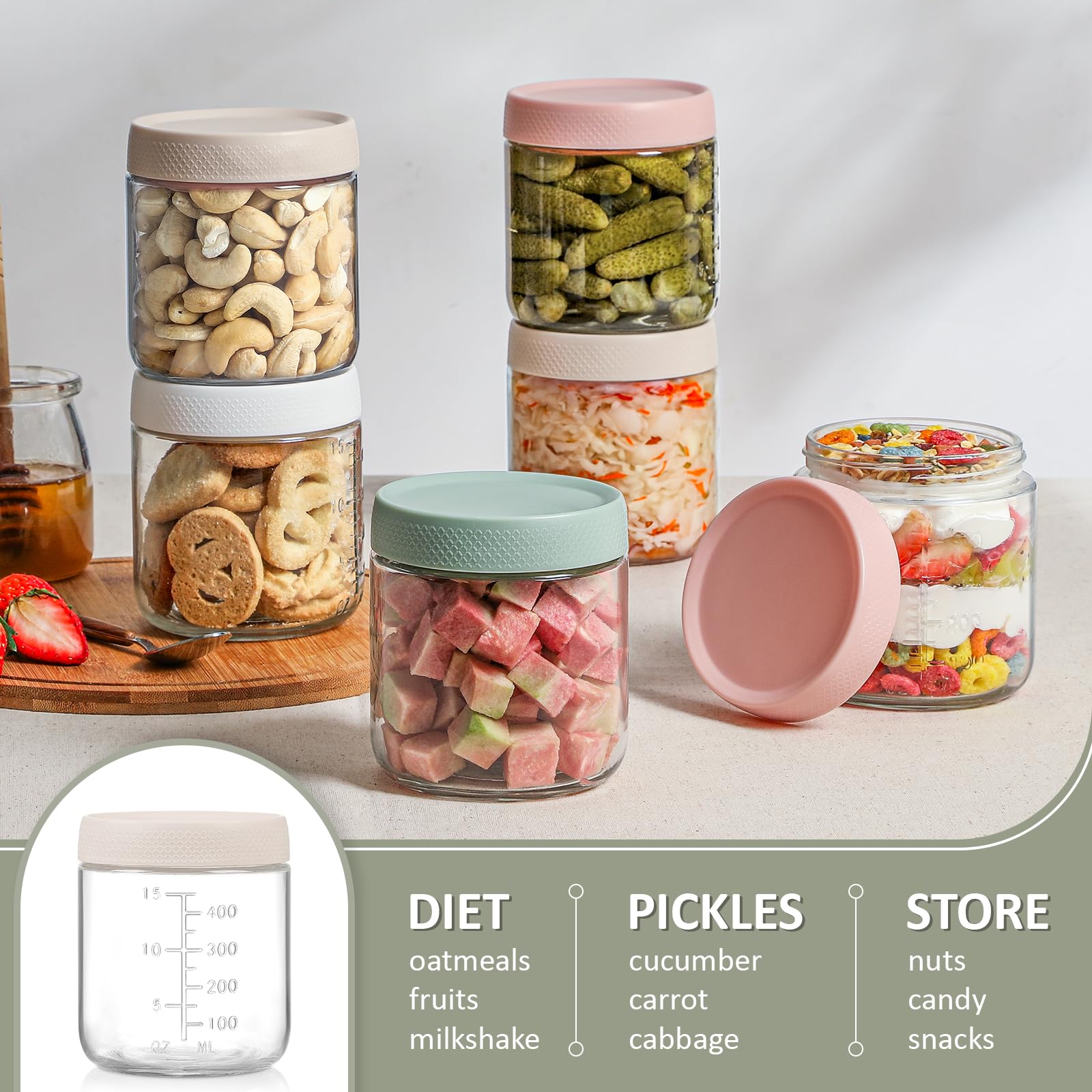 POIKSHARK travel friendly glass jars for on the go meals