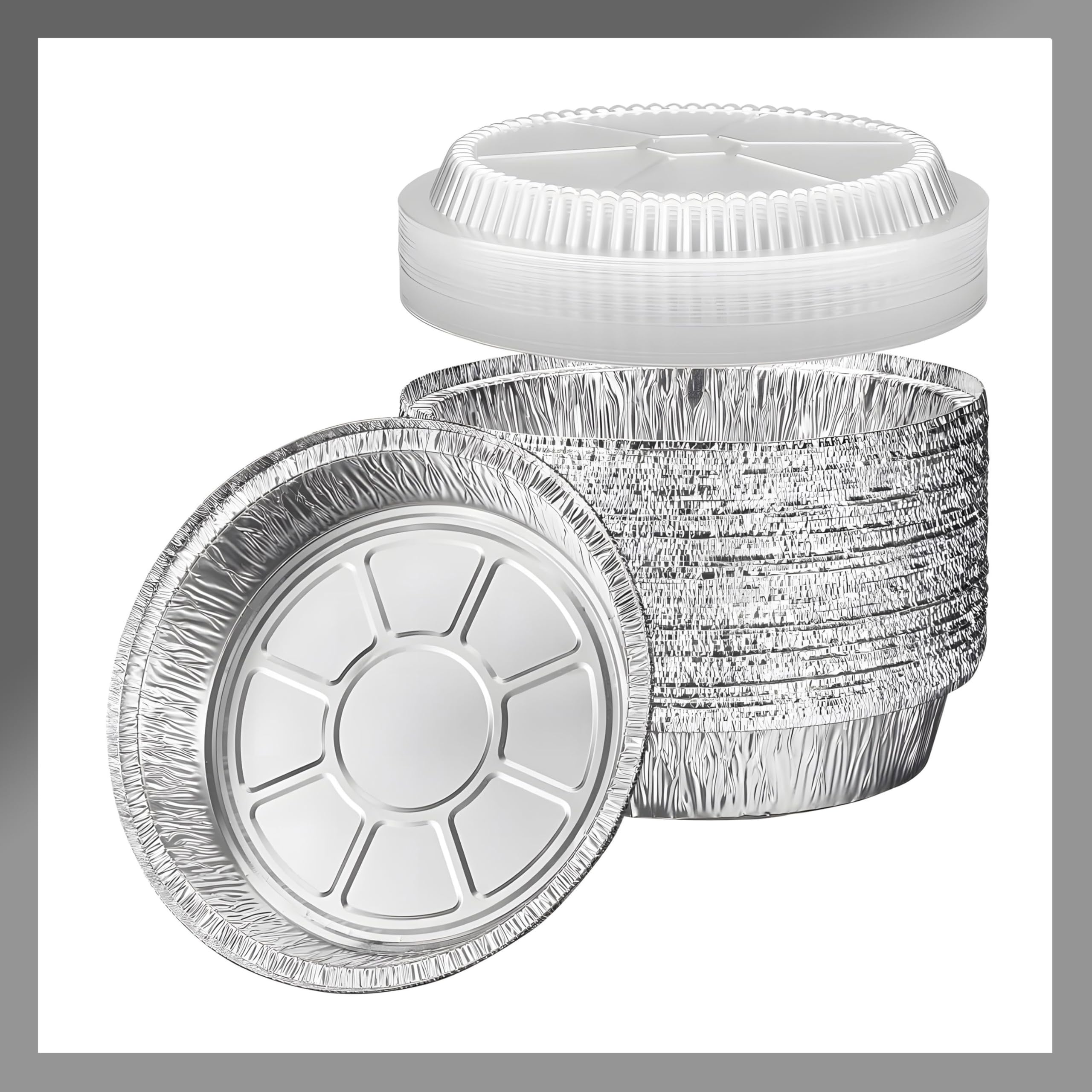 Pokanic 8-inch round pan with clear dome lid for easy meal prep and viewing.