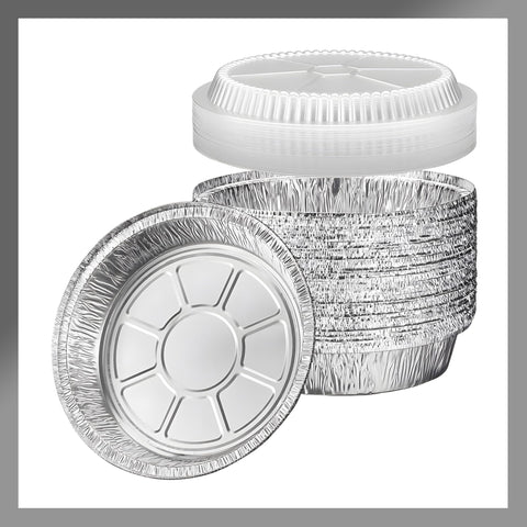 Pokanic 8-inch round pan with clear dome lid for easy meal prep and viewing.
