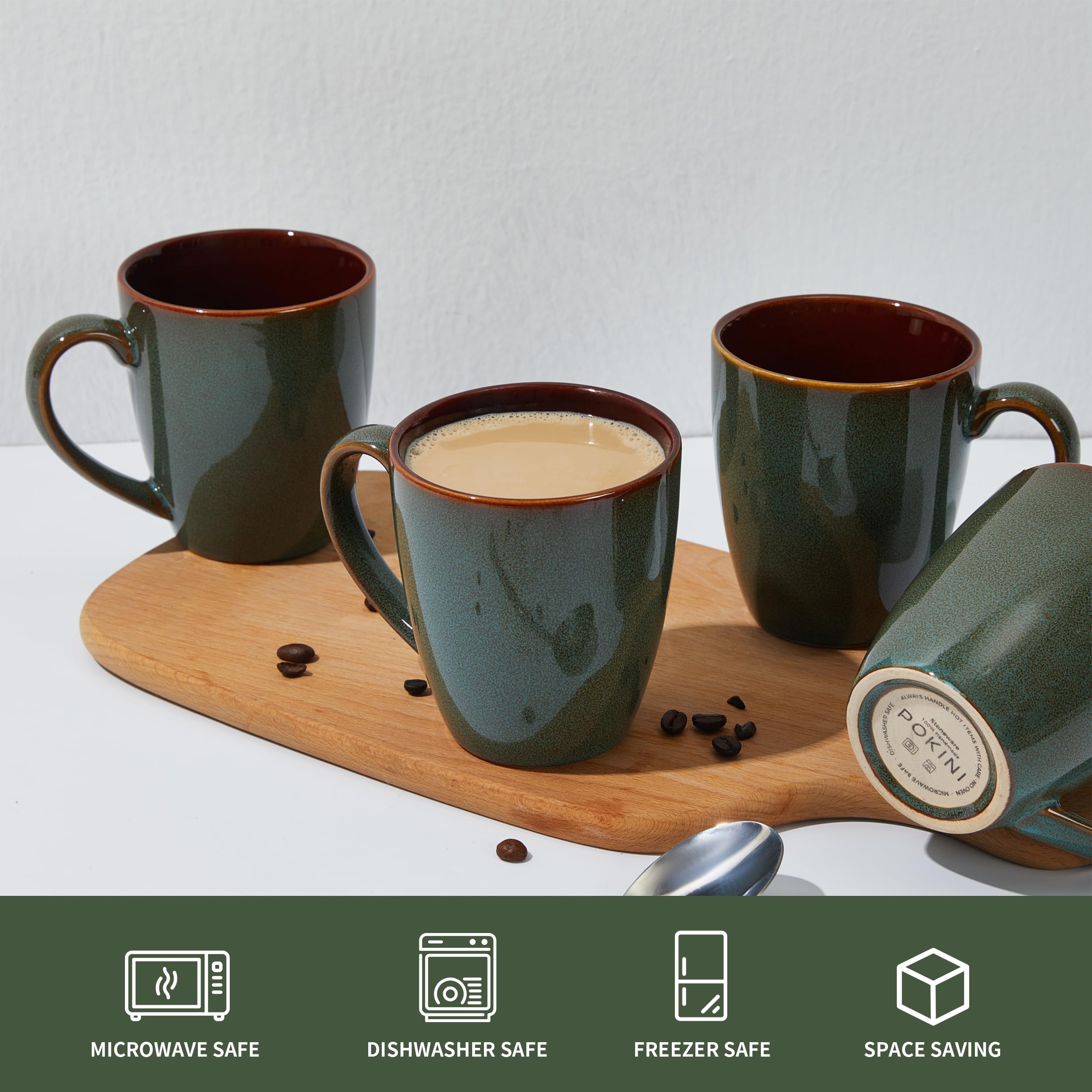Pokini 14 oz mug with stable base, prevents wobble on desks