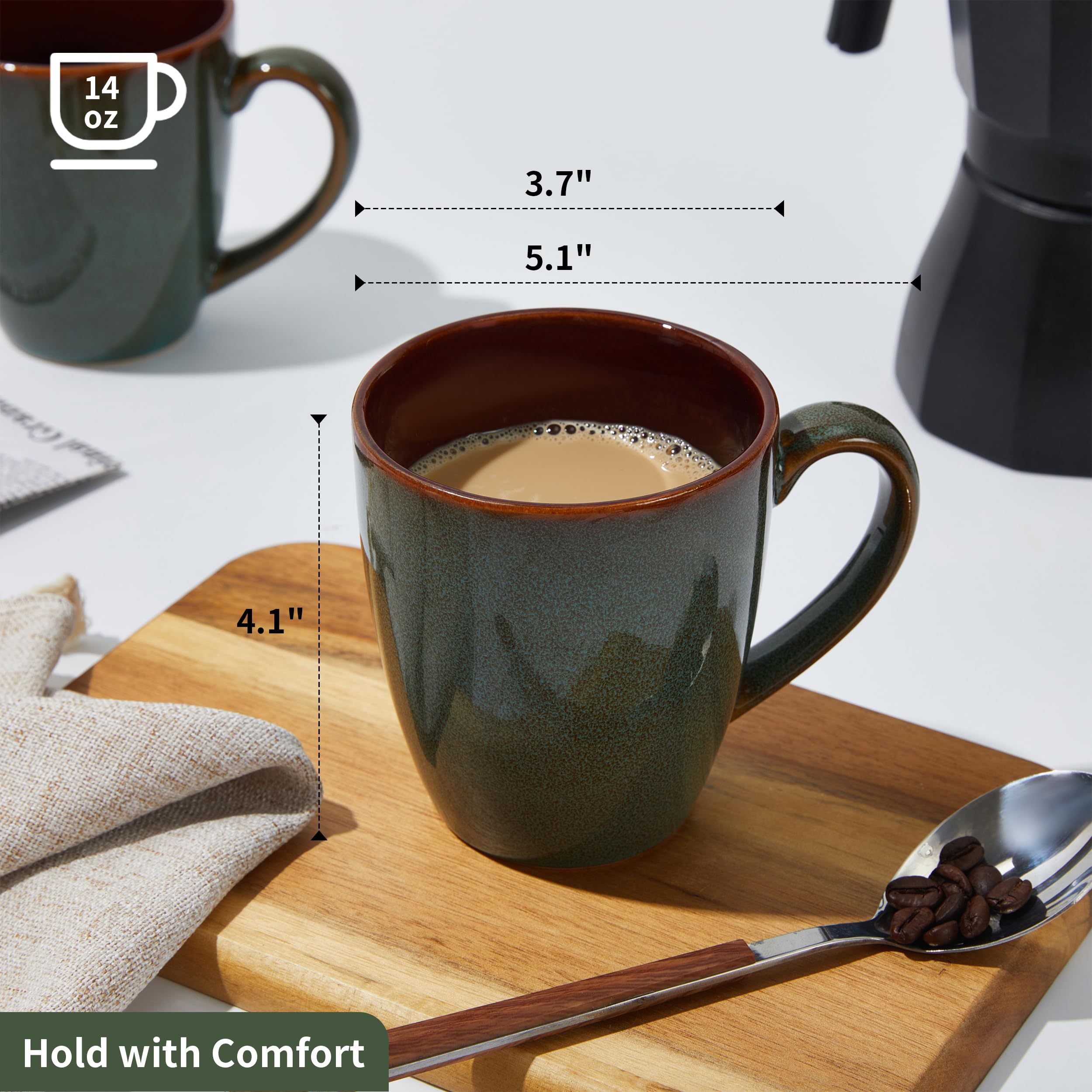 Pokini 14 oz mug with glaze variation, ideal for tea or latte