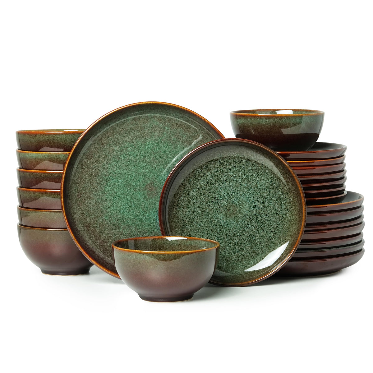 Pokini dinnerware plates 8x10 with reactive glaze for vibrant family meals