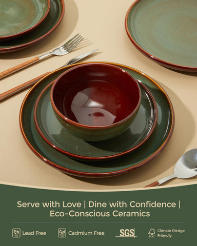 Pokini sage-green cereal bowl highlighting durable stoneware for daily use.