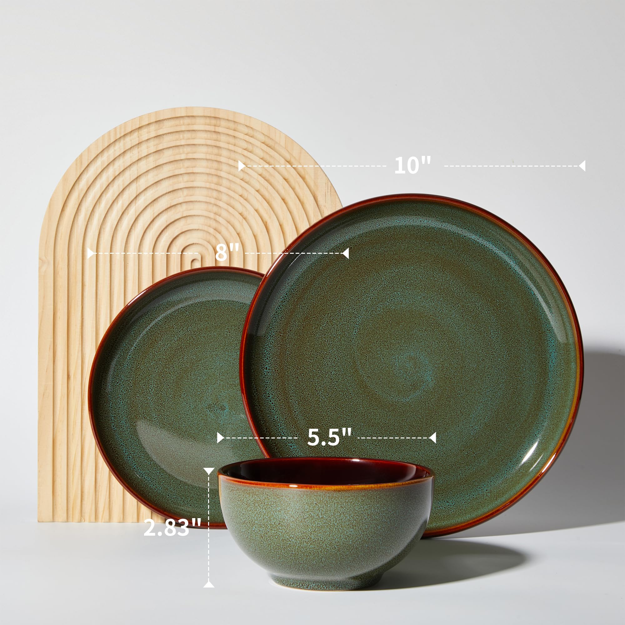Pokini sage-green dinner bowl showing rustic stoneware durability