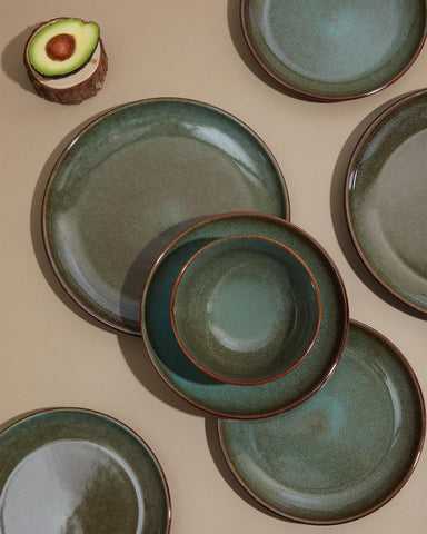 Pokini stackable stoneware bowls save cabinet space and simplify storage.