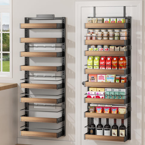 POKIPO 8-tier over-the-door organizer front view for organized spice storage