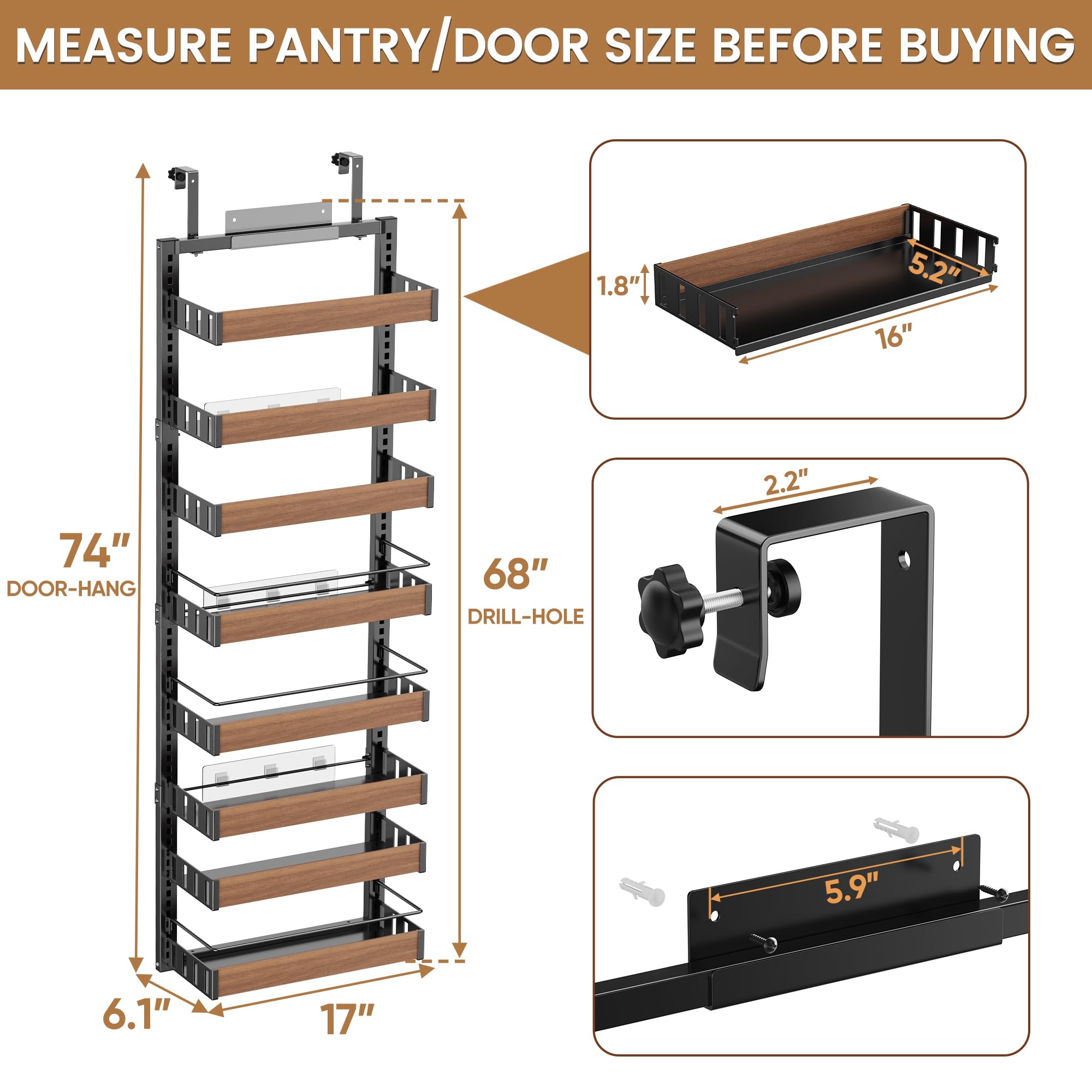 POKIPO over-the-door hanging setup shows space-saving spice and snack storage