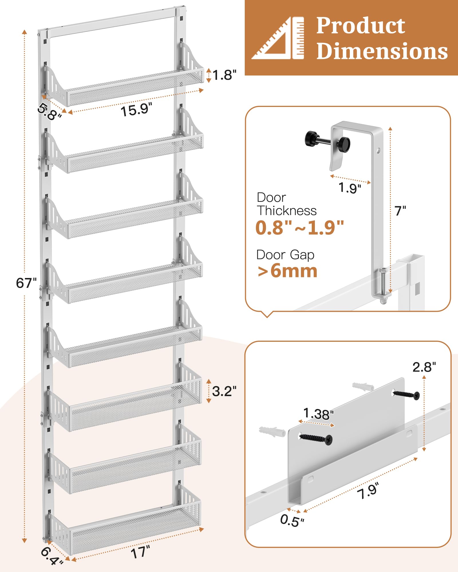 POKIPO adjustable door hooks fit various door thicknesses.