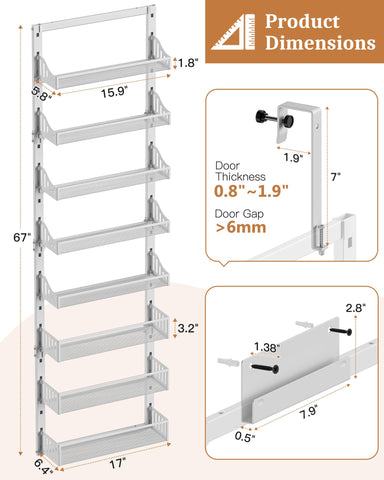 POKIPO adjustable door hooks fit various door thicknesses.