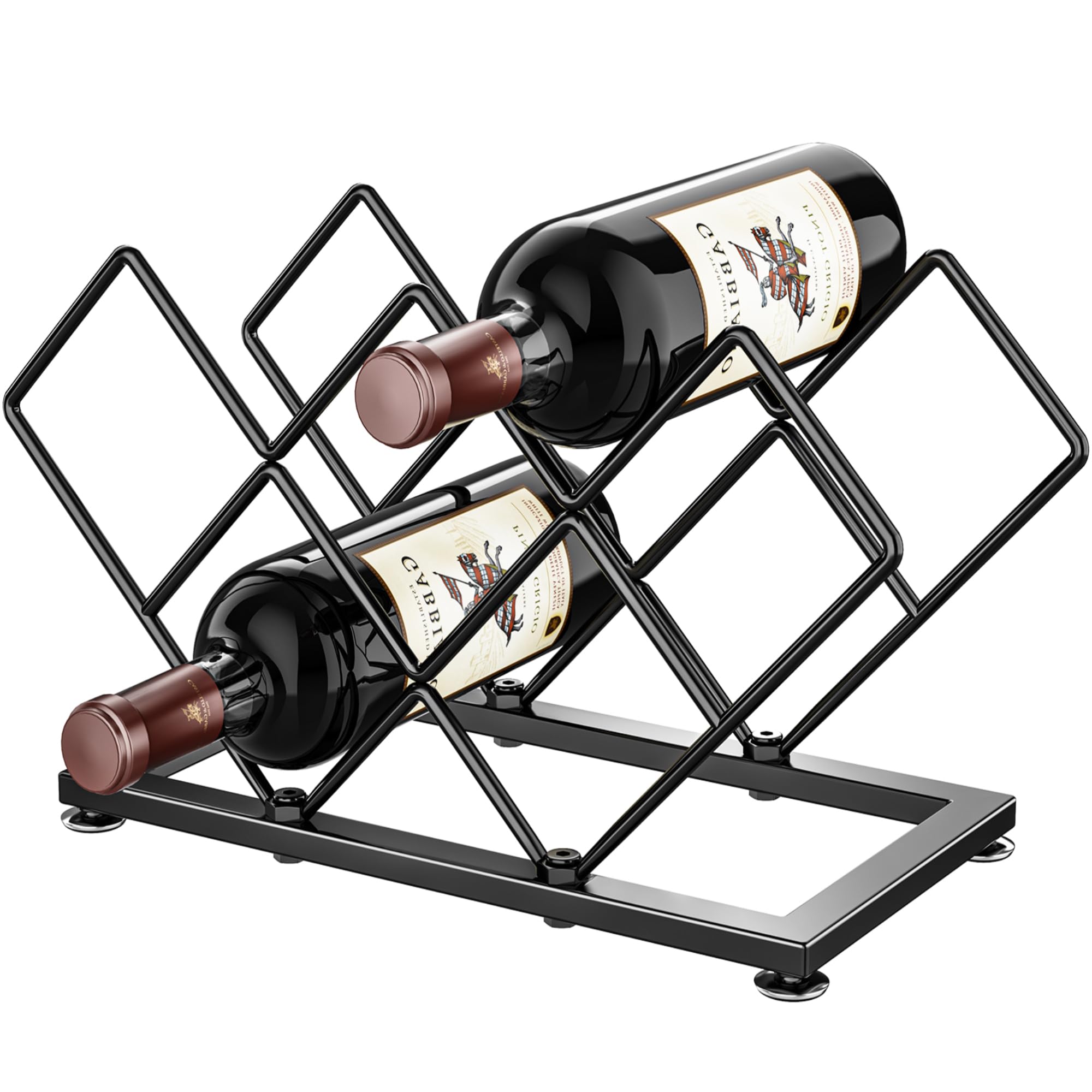 POKIPO countertop wine rack displays seven bottles neatly for easy countertop access.