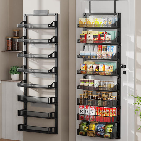 POKIPO 8-Tier over the door pantry organizer front view for versatile spice storage.