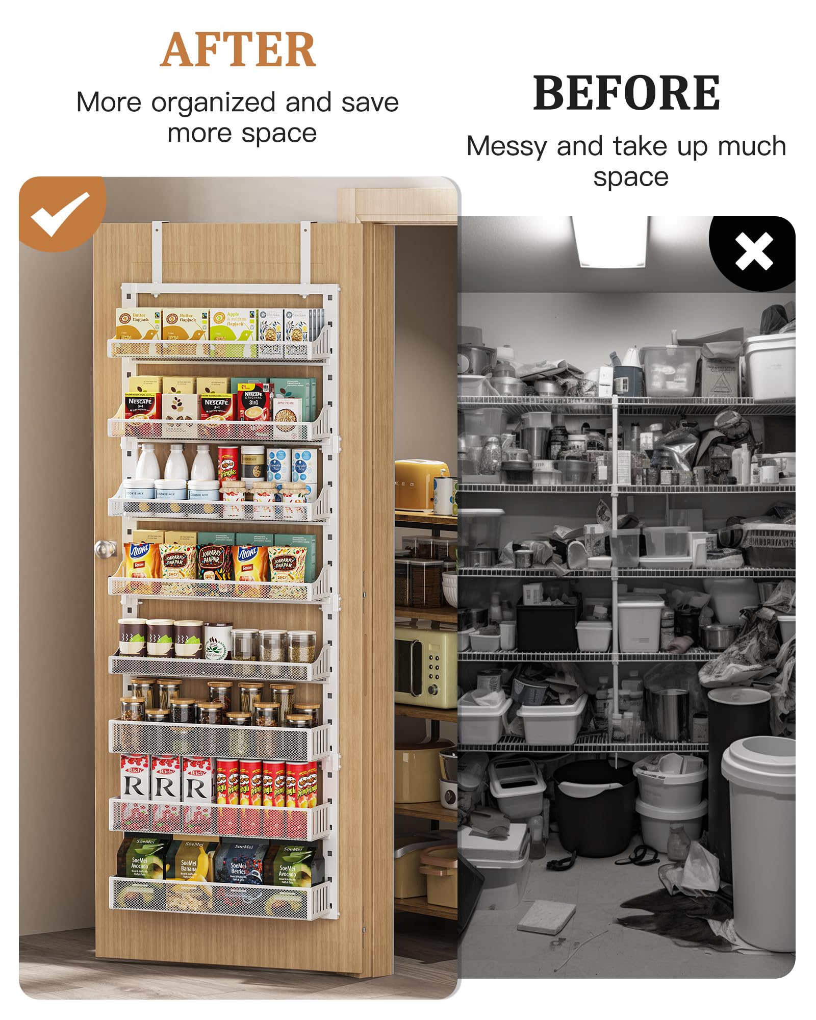 POKIPO tall basket shows 16.5-inch height for taller jars.