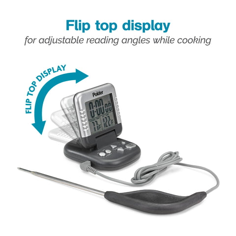 The 40-inch high-heat silicone cord offers flexible monitoring across the kitchen.
