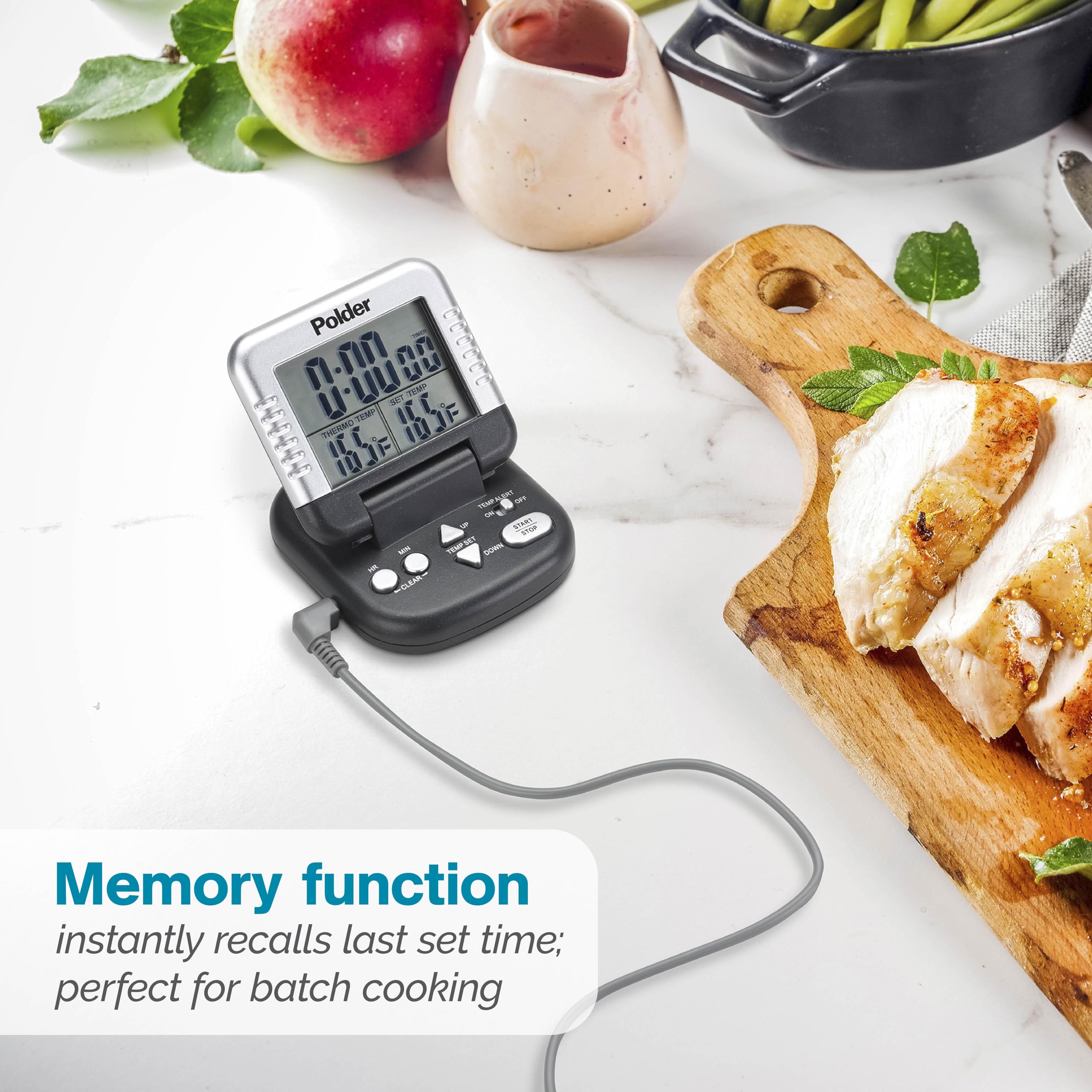 Displays Celsius and Fahrenheit for versatile cooking choices.
