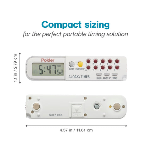 Polder Combination Clock 12/24 hour display for versatile scheduling needs.
