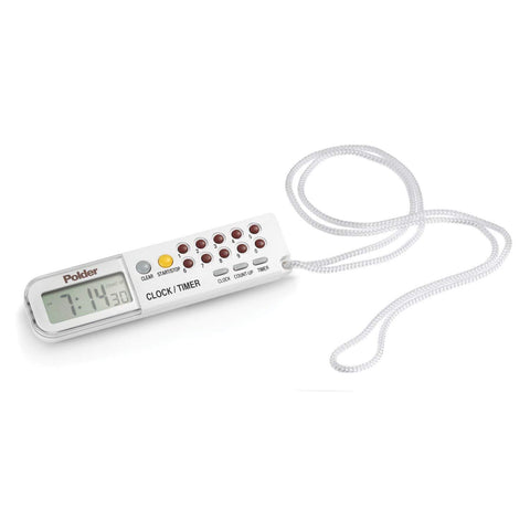 Polder Combination Clock in kitchen use for timing recipes with clarity.