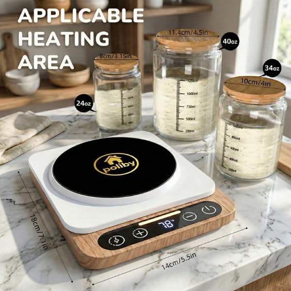 POLIBY sourdough-starter-warmer-mat power-adapter included for ready, stable warmth.