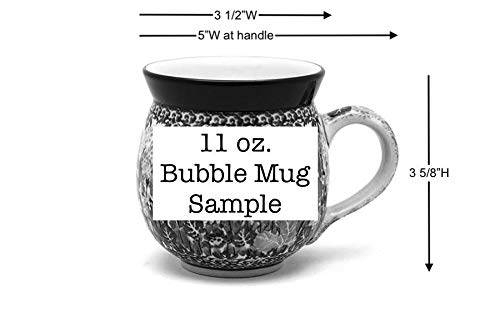 Close detail of Boo Boo Kitty design on Polish Pottery Gallery bubble mug.