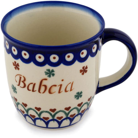 Close-up of hand-painted details on the Babcia mug, showcasing artistry and durability