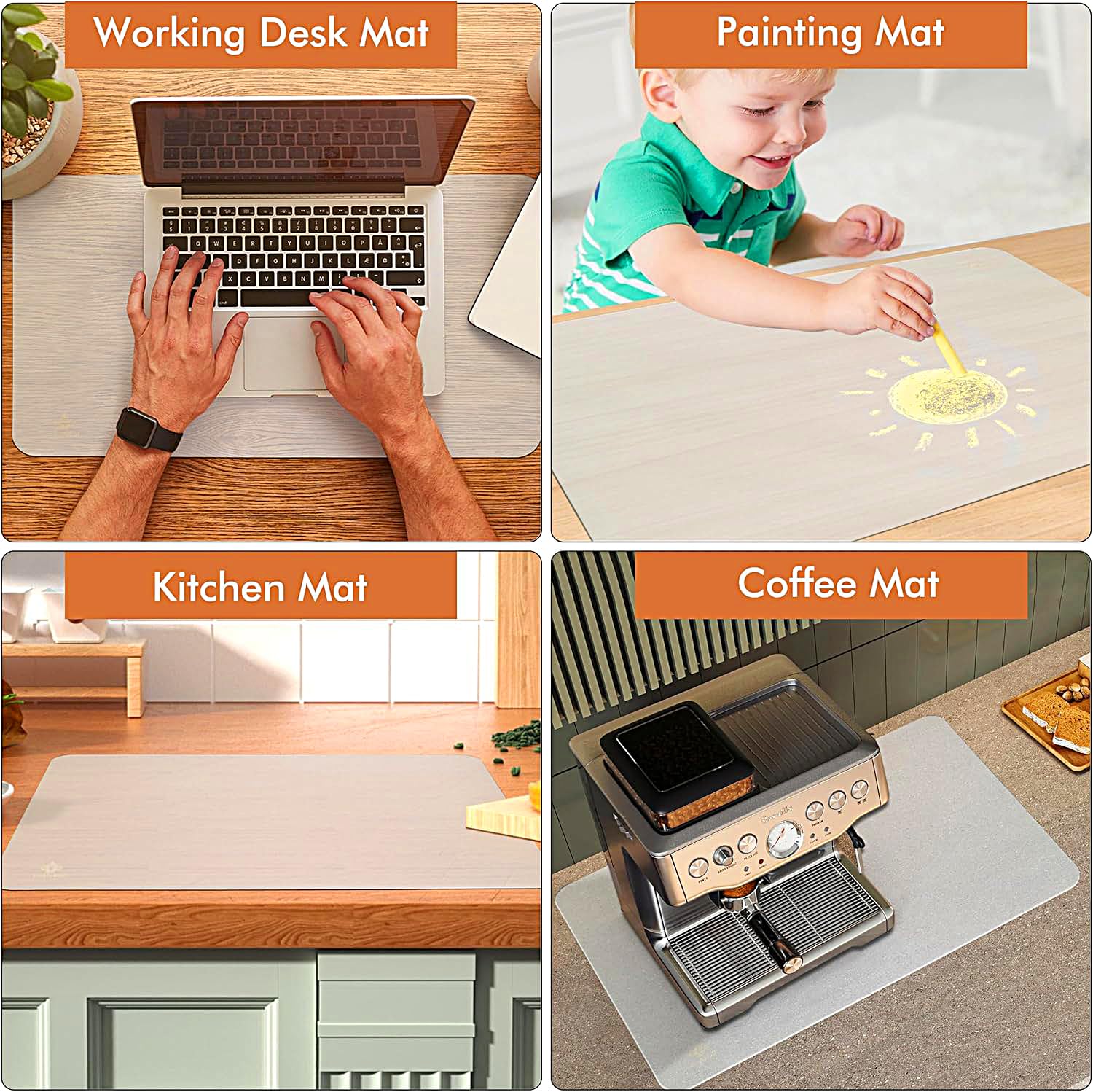 Polouds cut-to-fit silicone mat adapts to any counter size for a custom workspace.