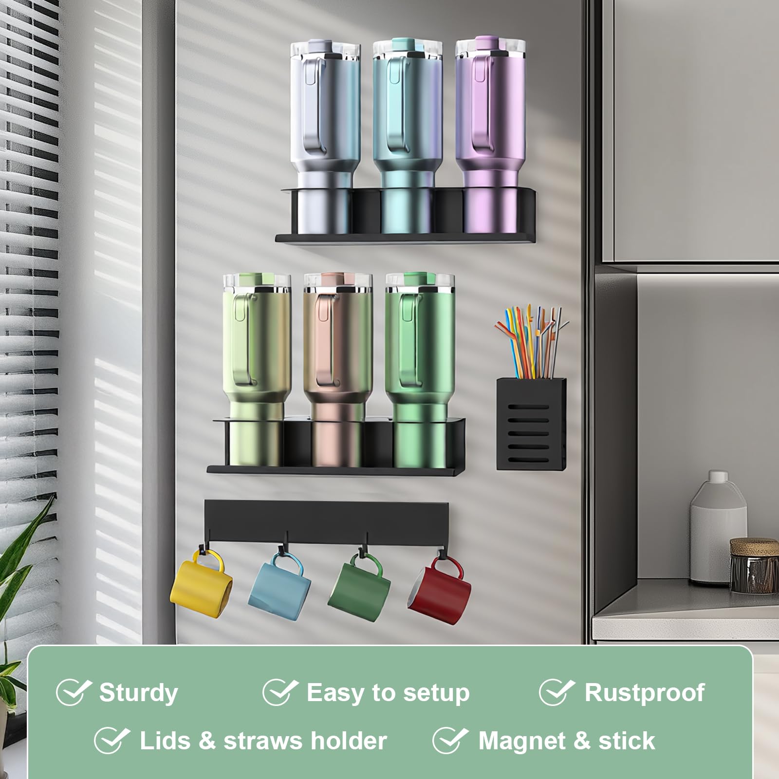 Durable metal construction with a smooth finish that resists scratches.