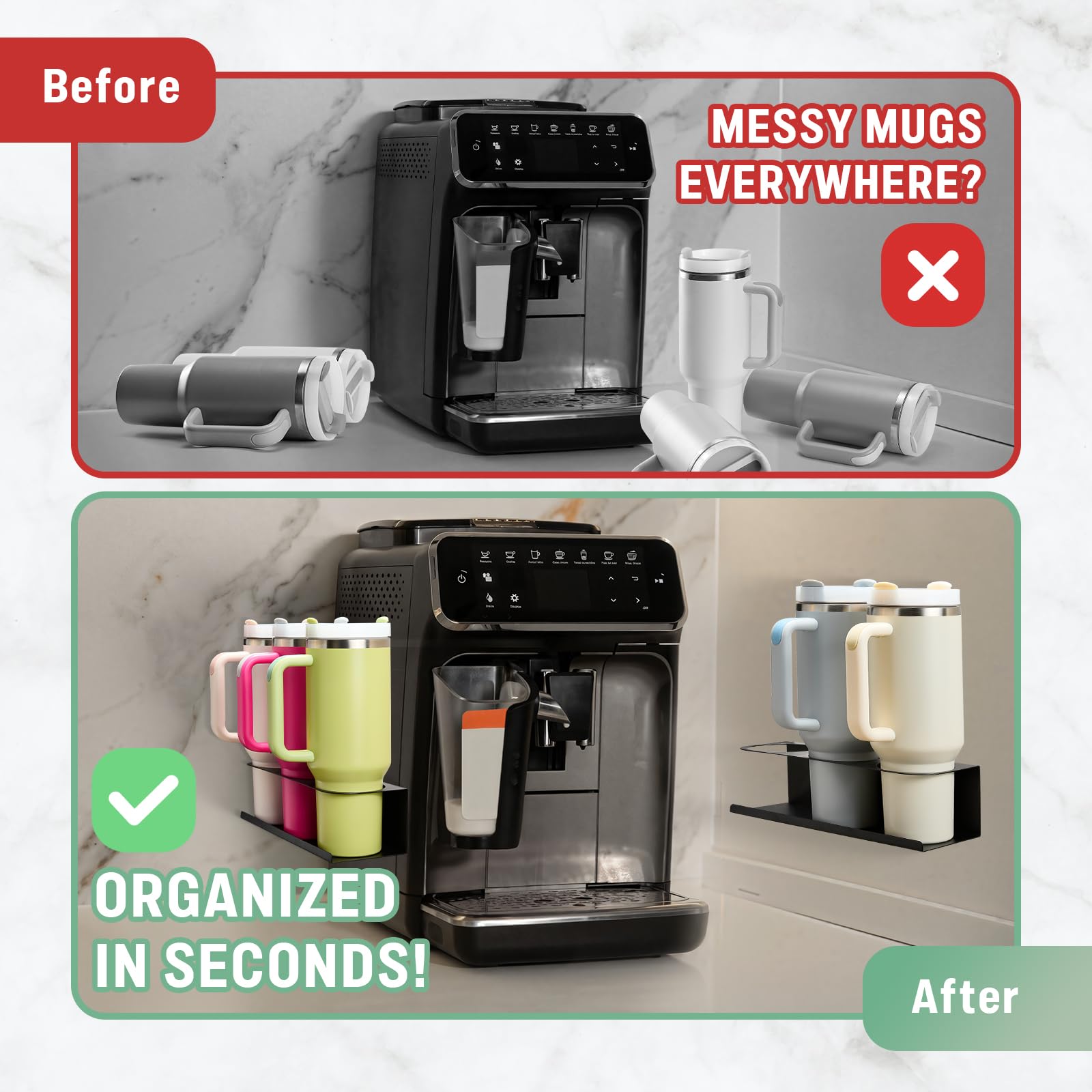 POLRAI space-saving design helps organize cups on vertical surfaces