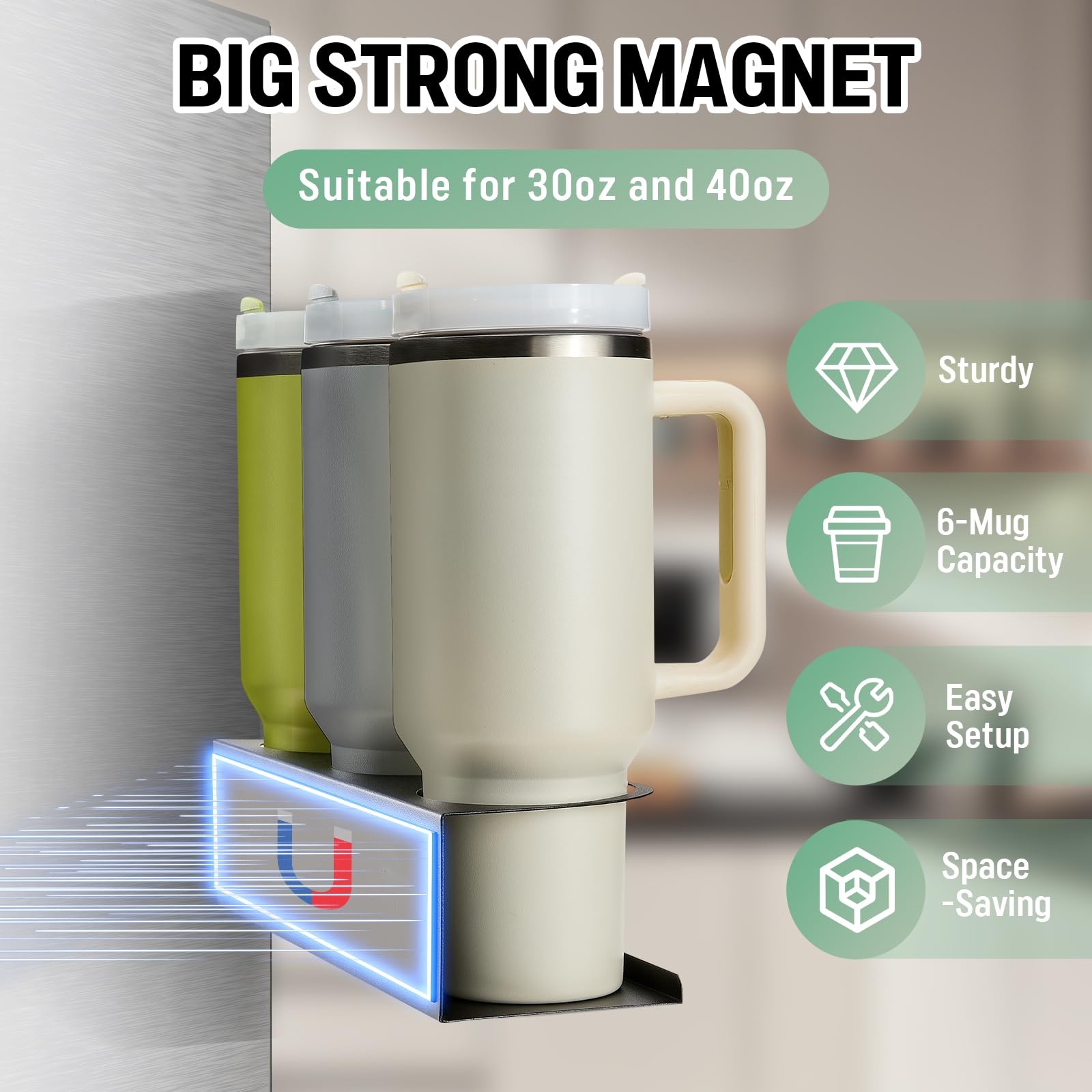 POLRAI Stanley cup accessory showcases double-sided adhesive for no-drill installation