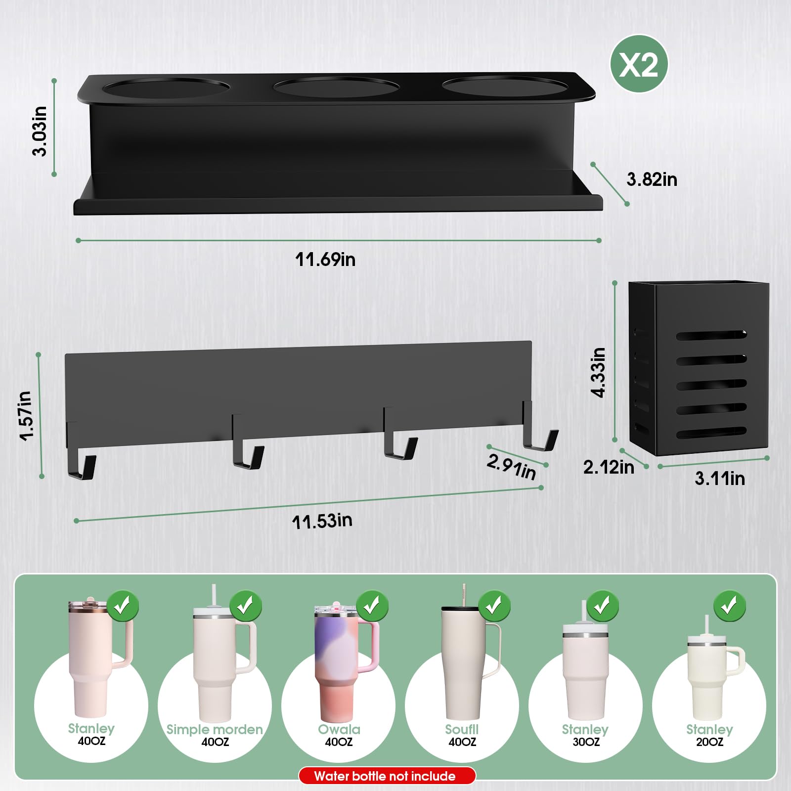 Compatible with Stanley cups and similar sizes for versatile storage use.