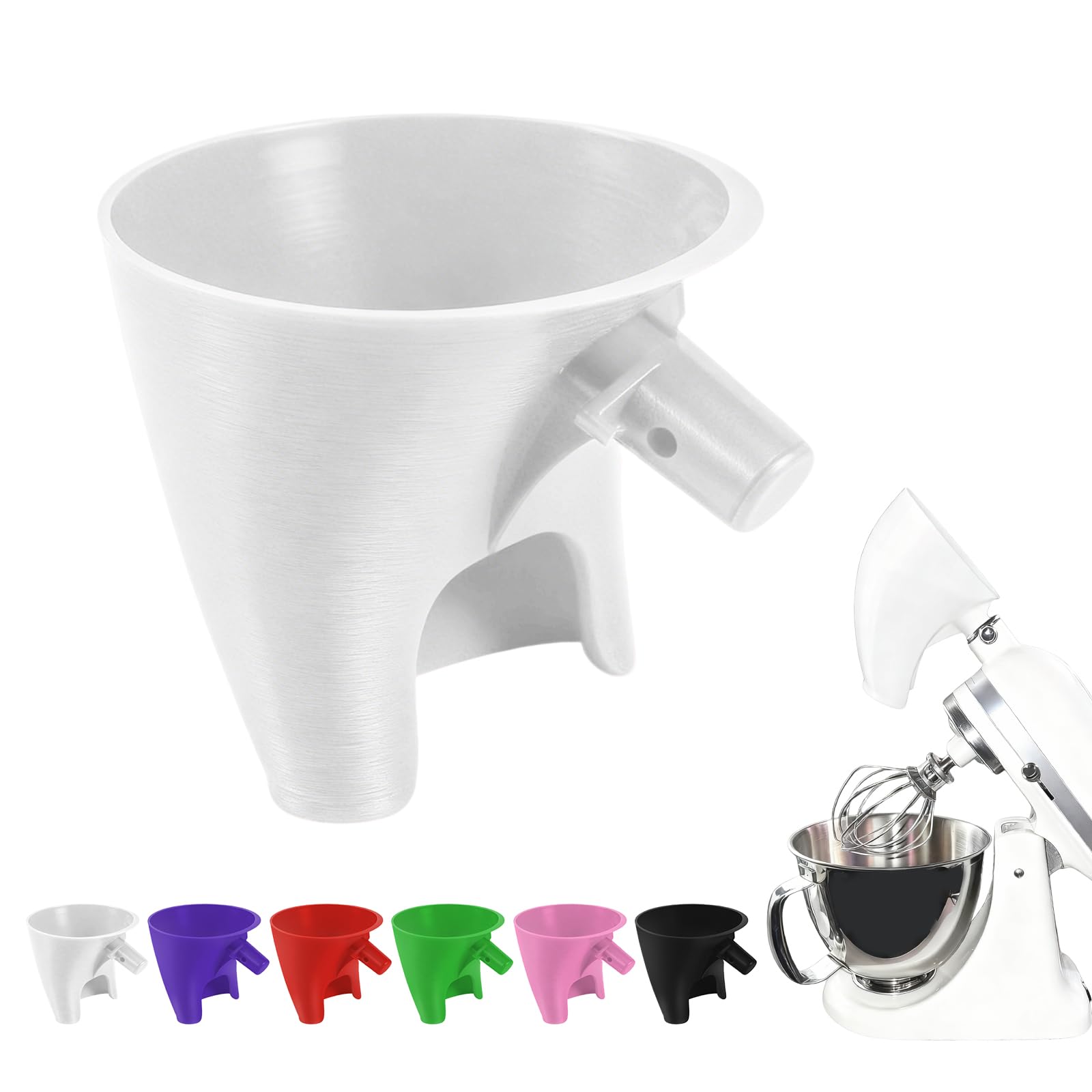 POMFAEE flour funnel attachment guides ingredients into the mixer bowl with minimal mess.