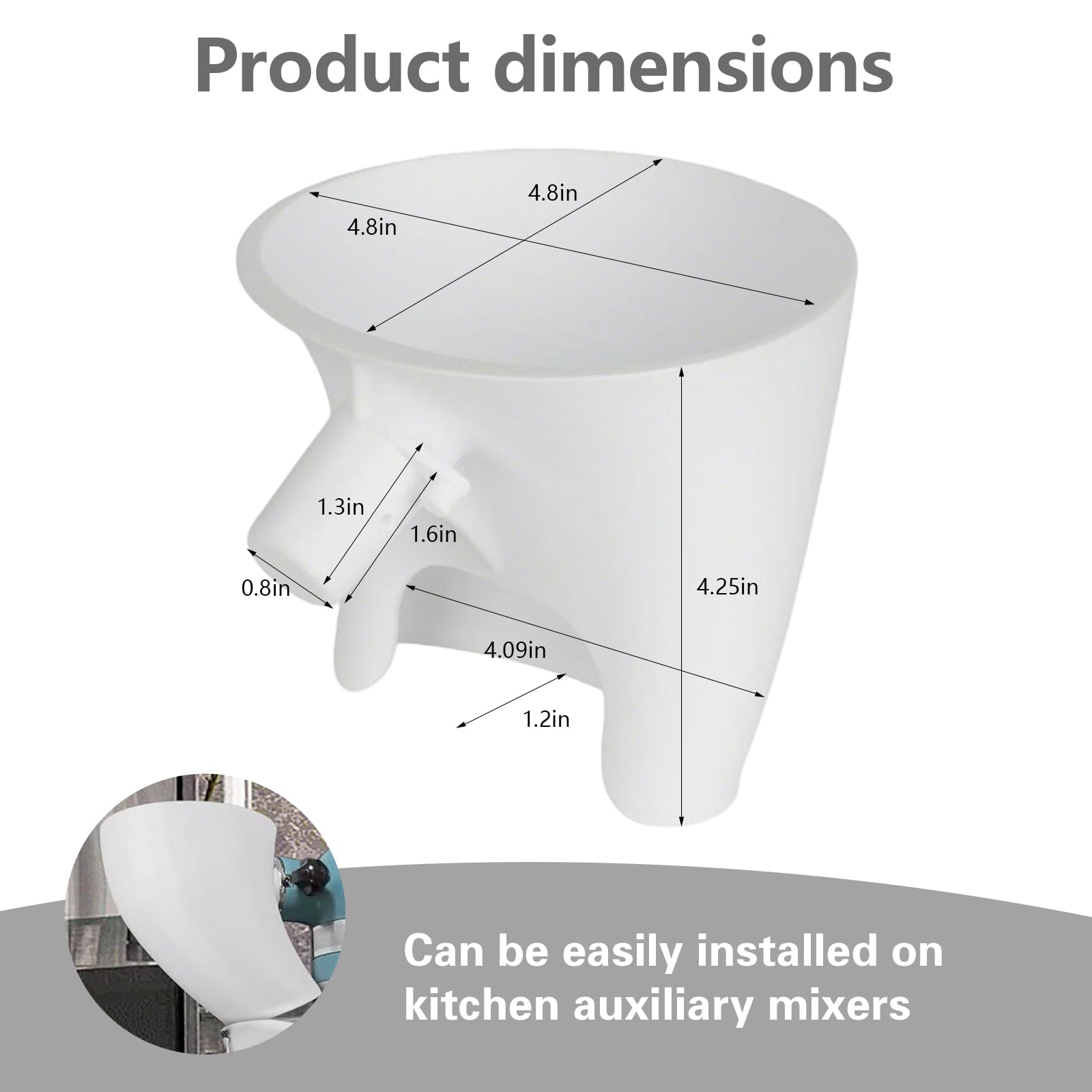 POMFAEE flour funnel with angled pour-spout prevents splashes during pouring.