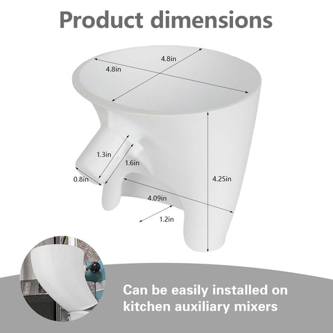 POMFAEE flour funnel with angled pour-spout prevents splashes during pouring.