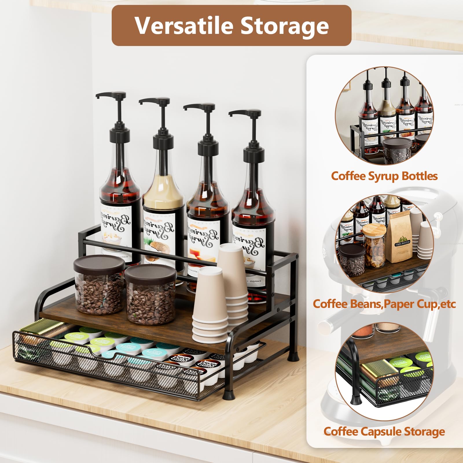 PONEYA 35-K-Cup storage basket neatly holds coffee capsules