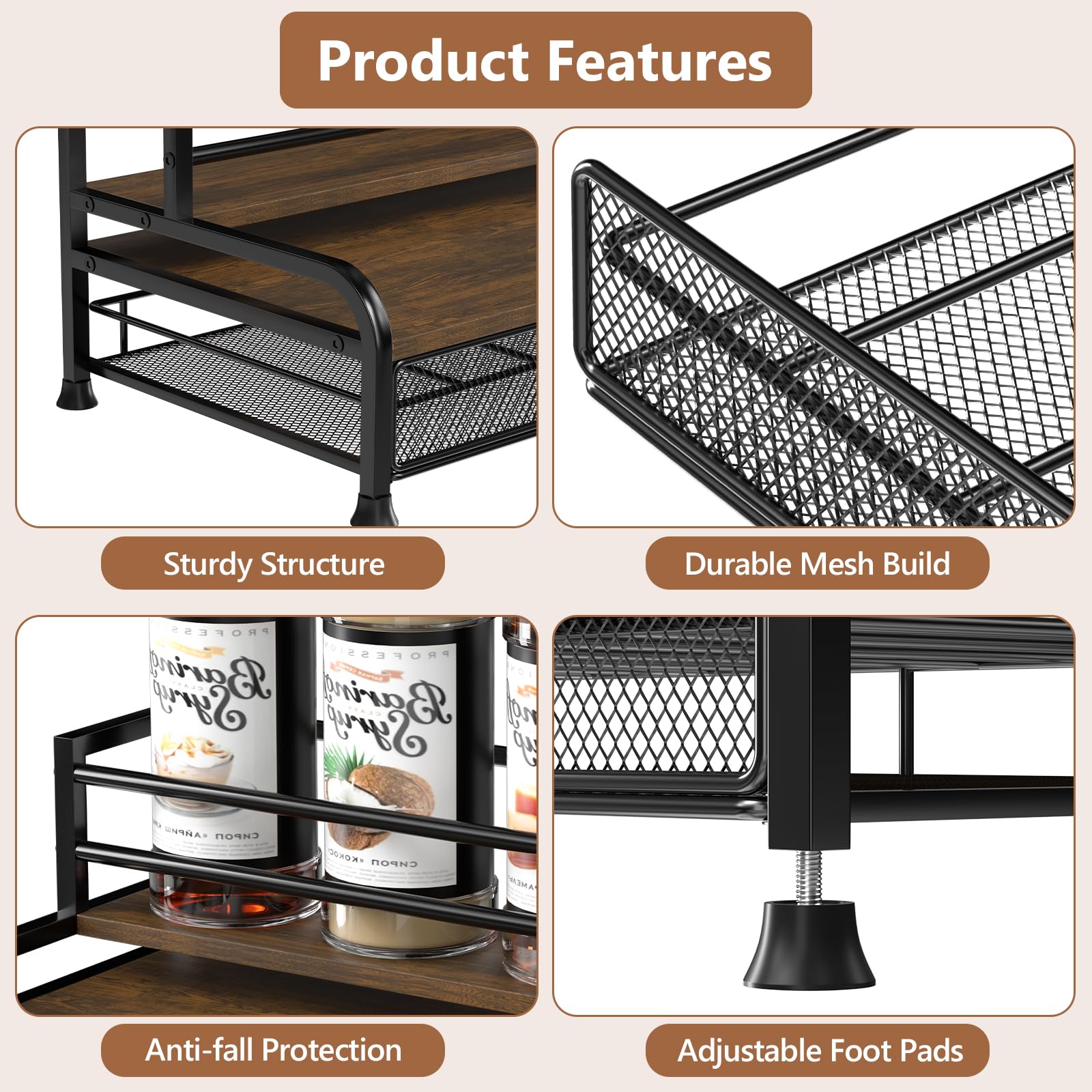 PONEYA matte black metal frame adds modern elegance to any counter