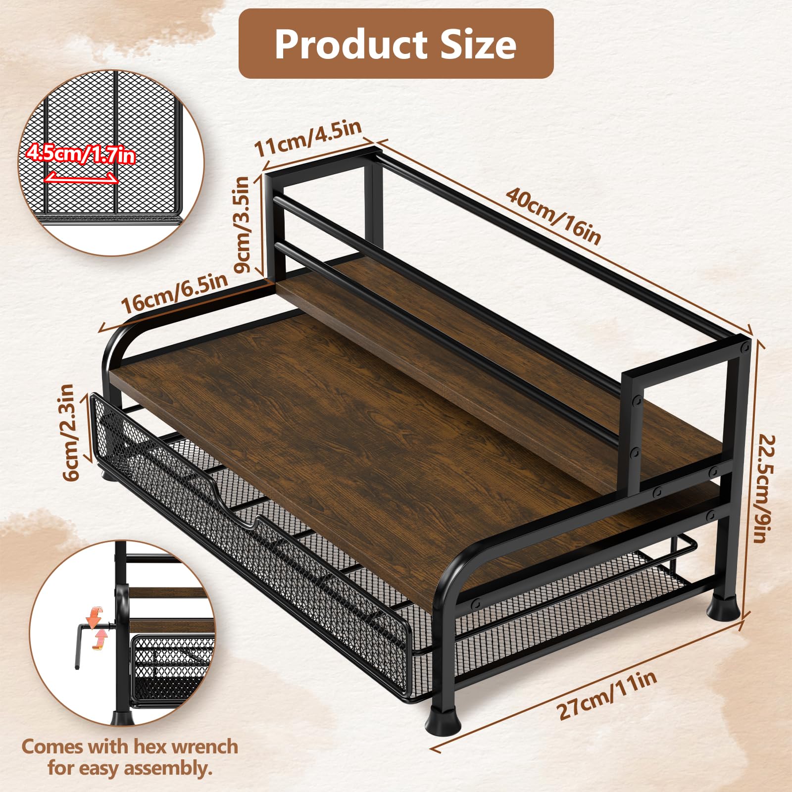 PONEYA vintage solid wood base provides sturdy support for bottles
