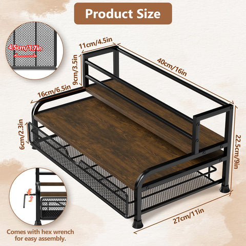 PONEYA vintage solid wood base provides sturdy support for bottles