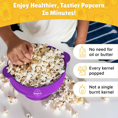 POPCO collapsible popcorn maker saves space while delivering even heat for crisp kernels.