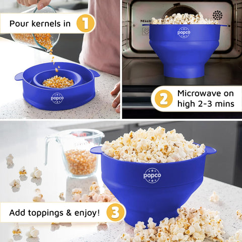 POPCO dishwasher-safe silicone popcorn maker for easy cleanup