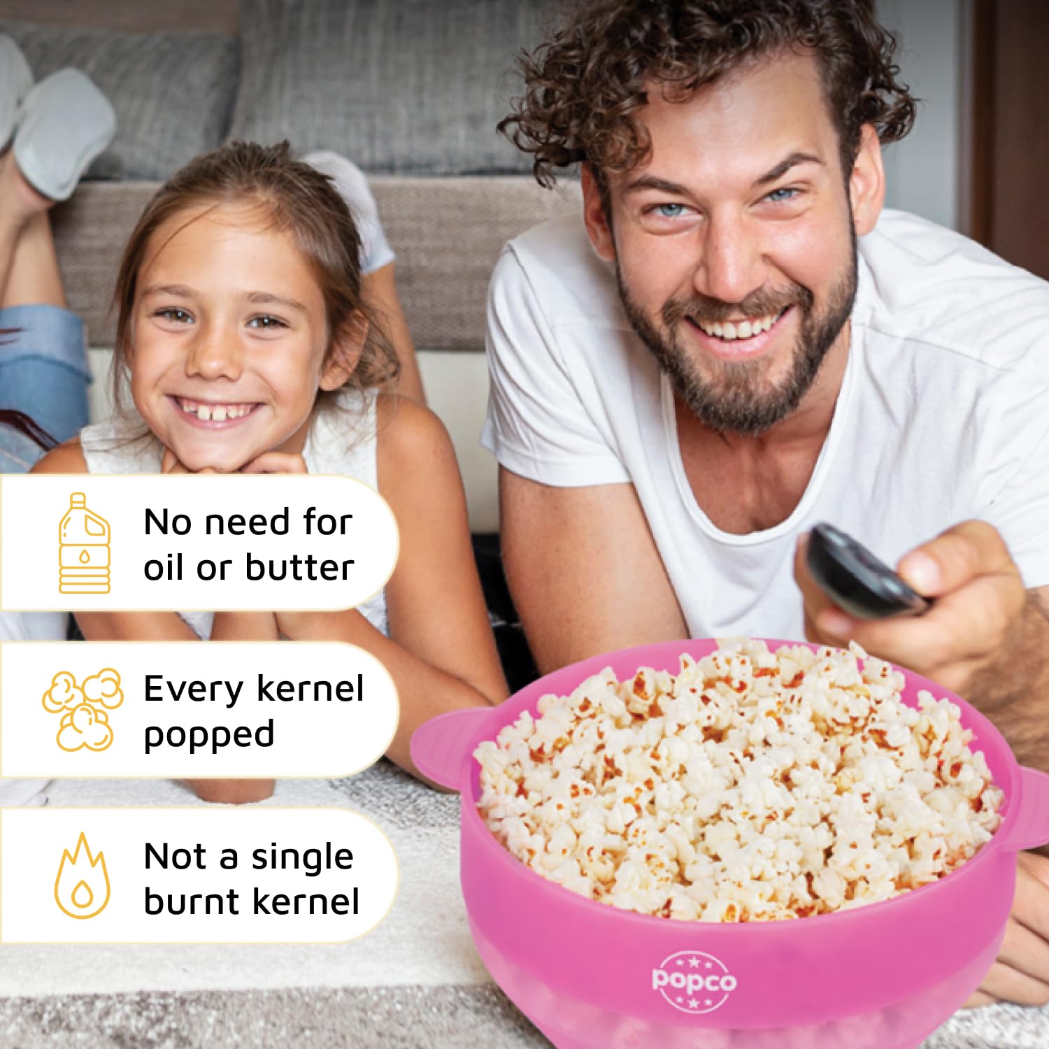 POPCO Hotpop large popcorn bowl with handles for easy serving.