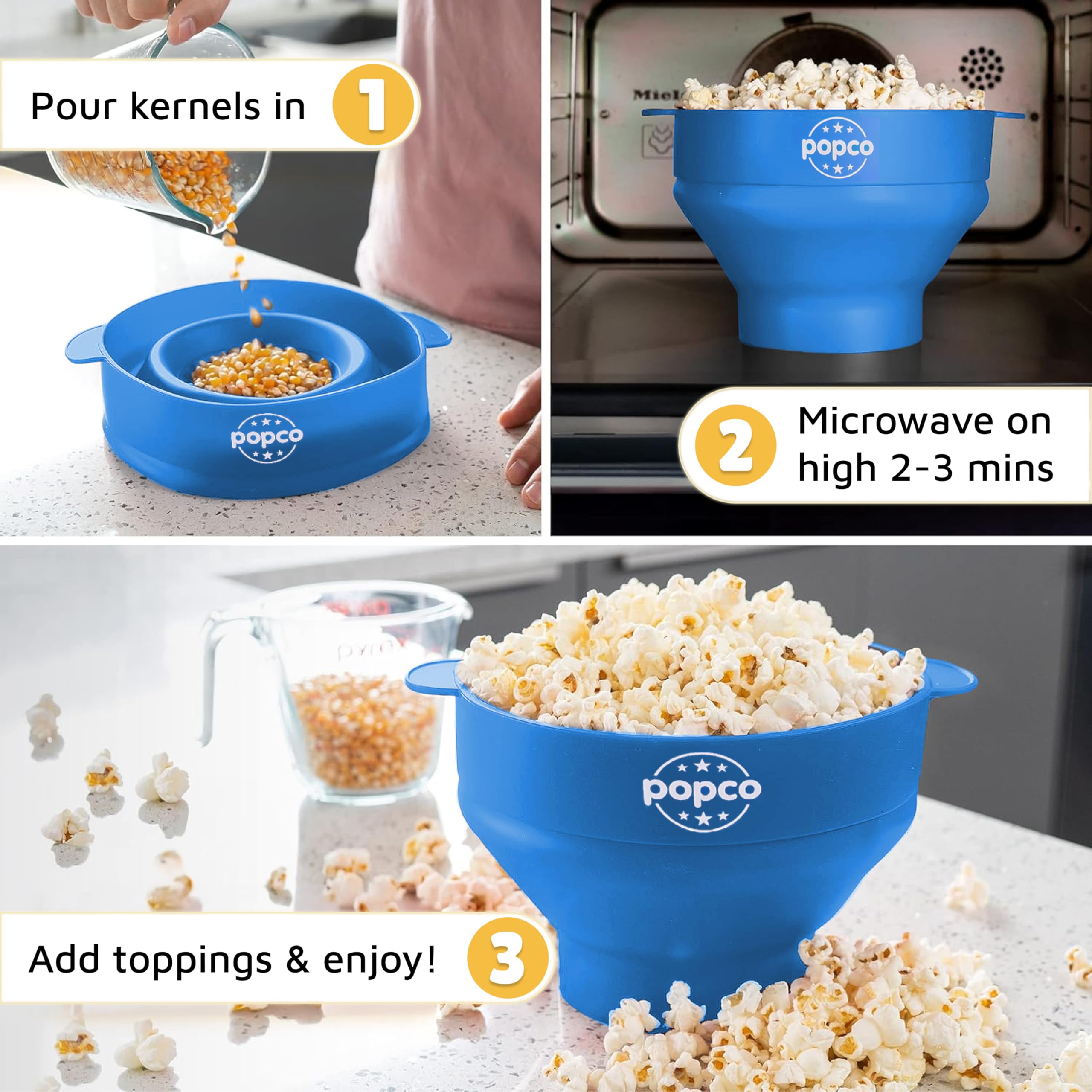 Popco microwave popcorn popper designed for fast, even popping.