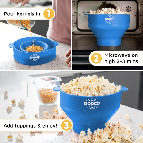 Popco microwave popcorn popper designed for fast, even popping.