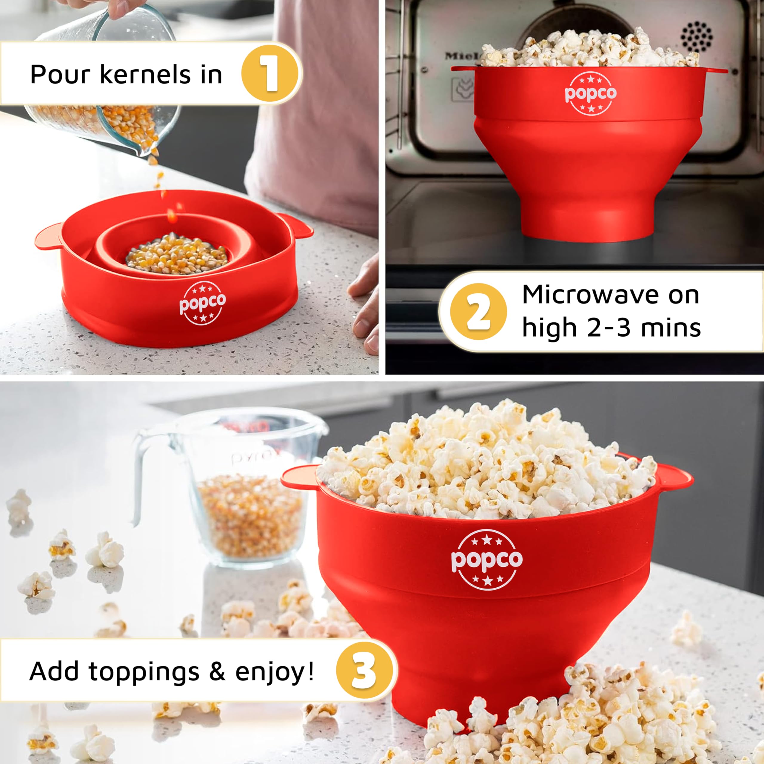 POPCO popcorn bowl capacity up to 15 cups for sharing.