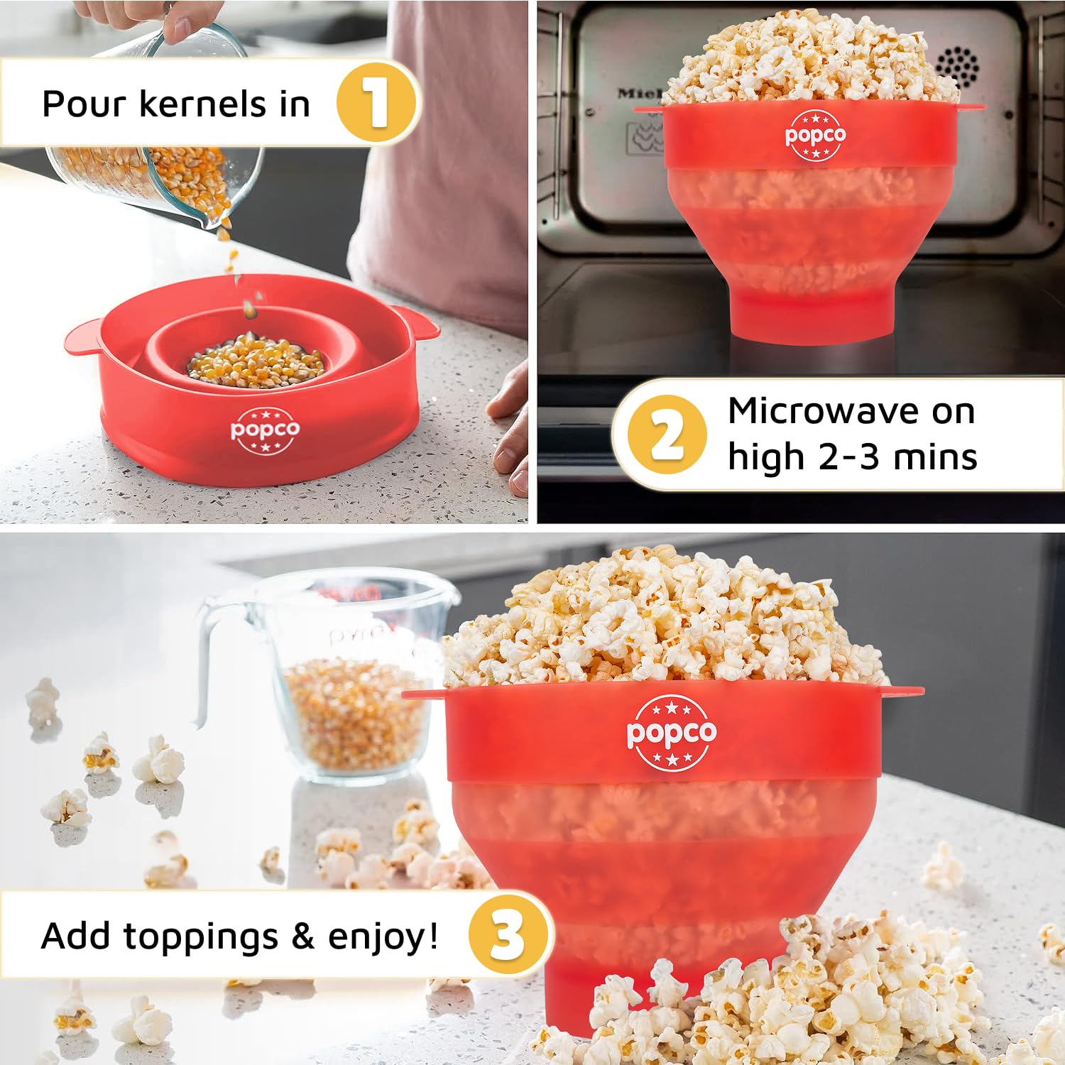 POPCO easy-clean surface resists stains and odors after popping