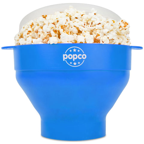 Popco silicone popcorn maker front view for quick, flavorful microwave popcorn.