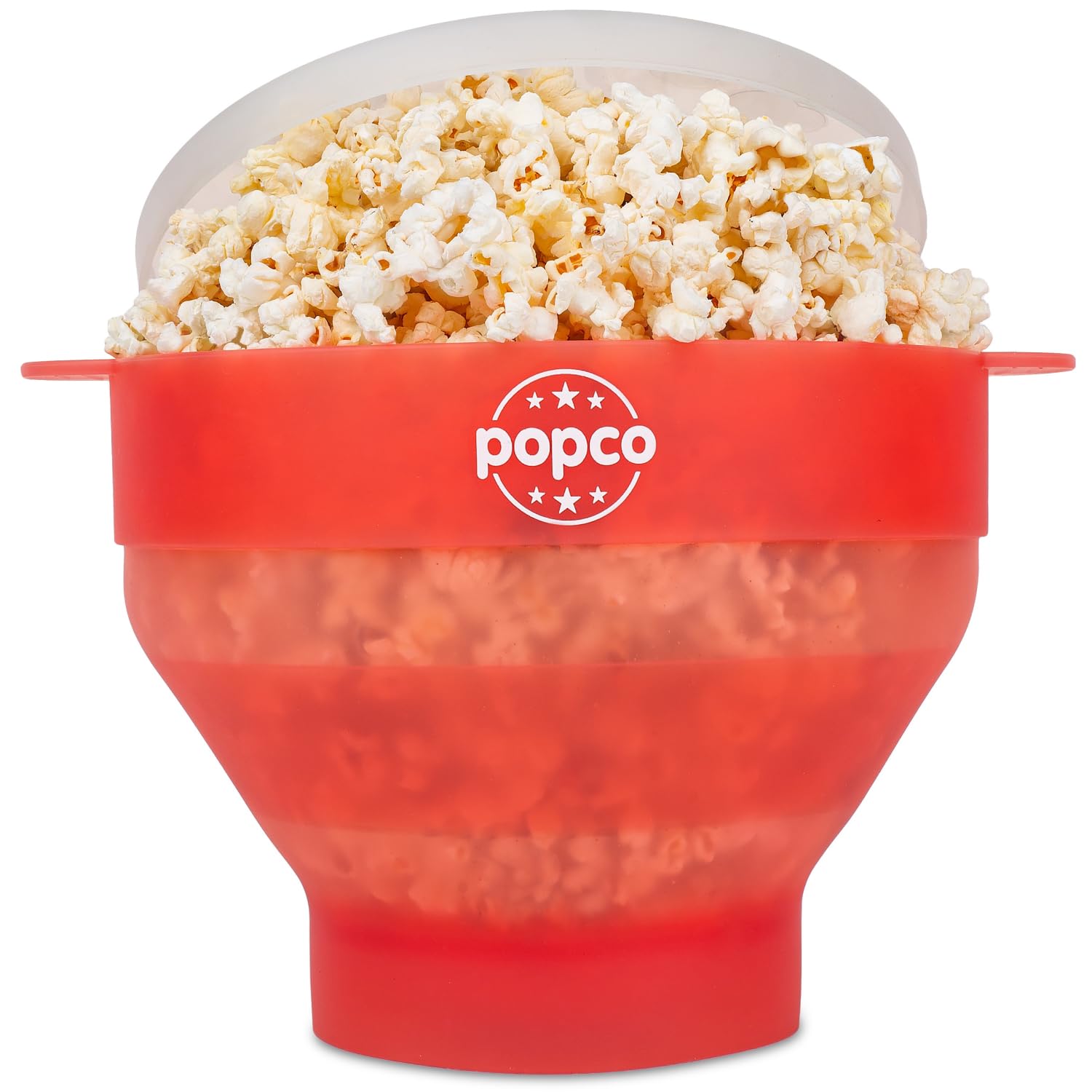 POPCO popcorn maker with lid and handles for mess-free microwave popping