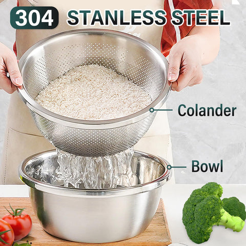 POPGRADE colander-bowl nesting design saves space in compact kitchens.