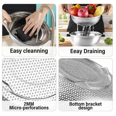 POPGRADE integrated-handle-colander: comfortable grip during draining.