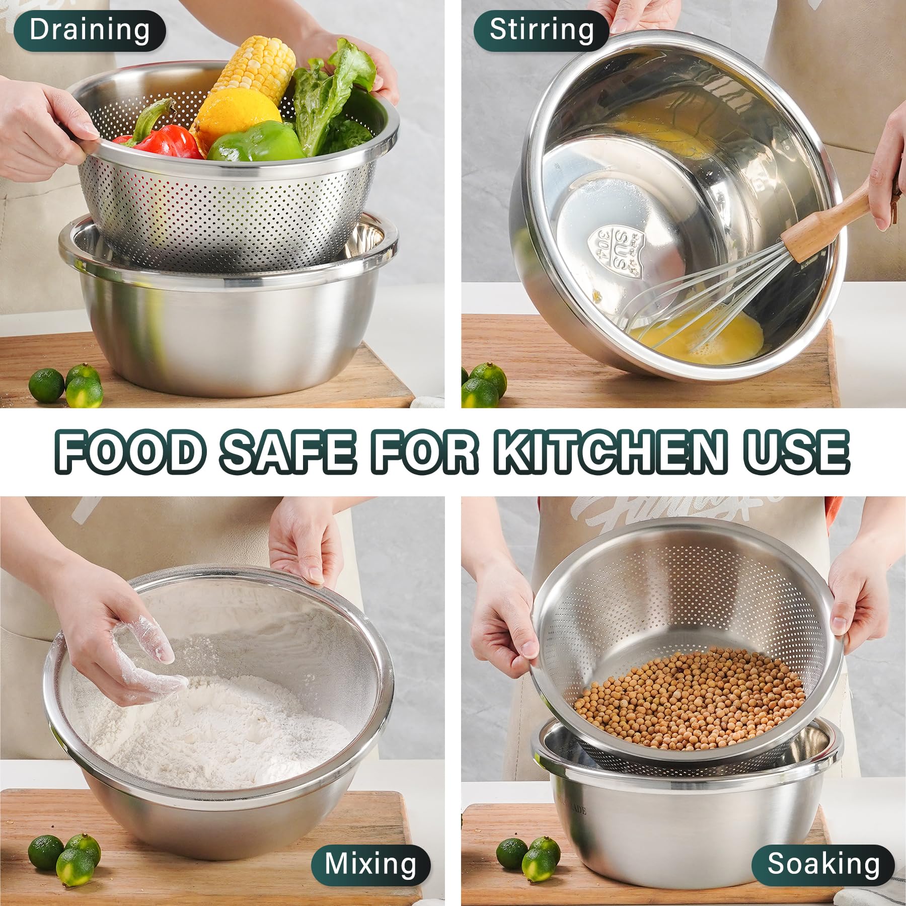 POPGRADE 8.6-inch mixing bowl for salads and fruit washing.
