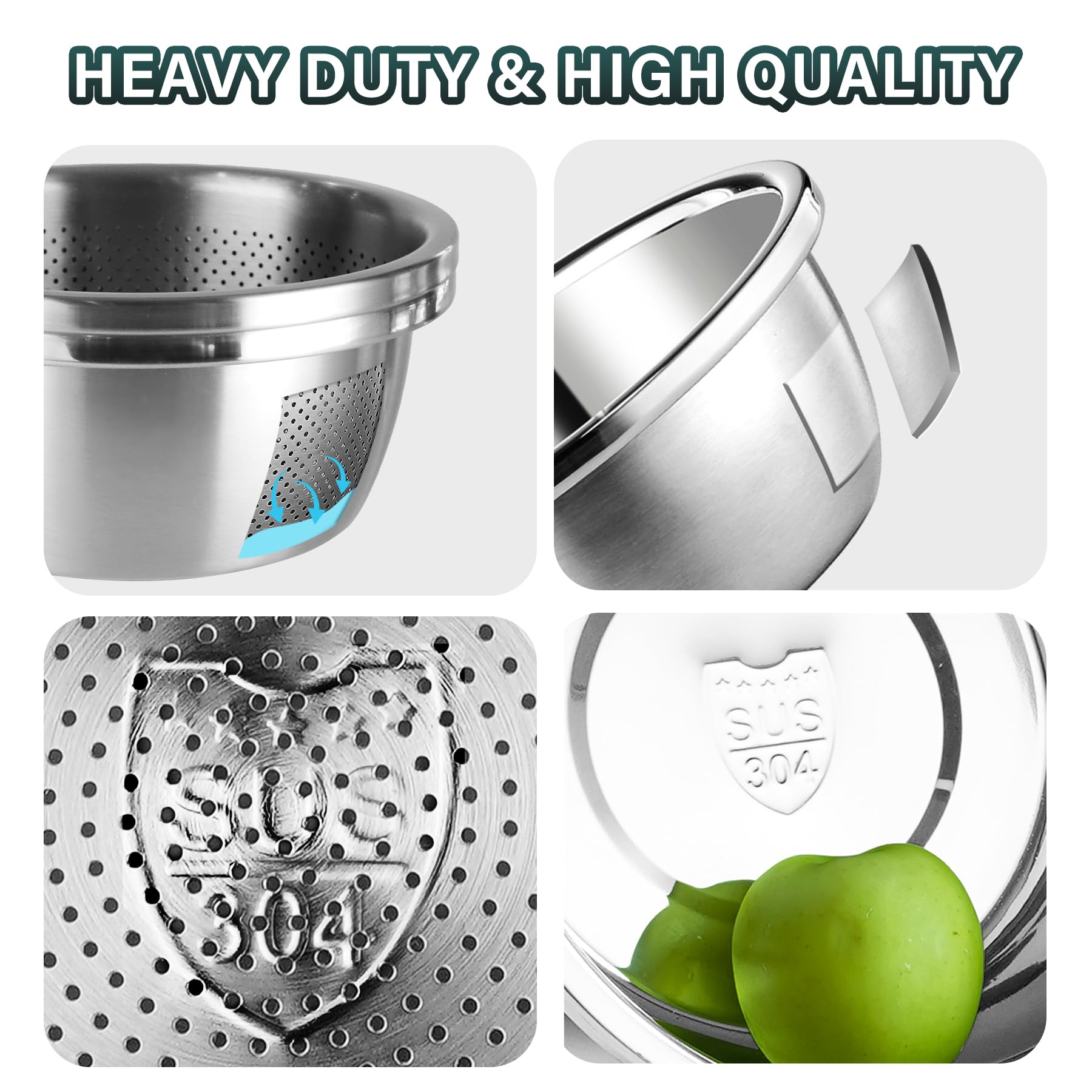 POPGRADE rice strainer with 2 mm pore for rinsing grains.