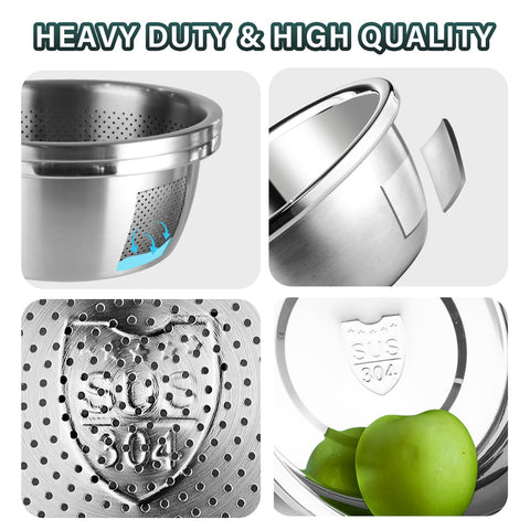 POPGRADE rice strainer with 2 mm pore for rinsing grains.